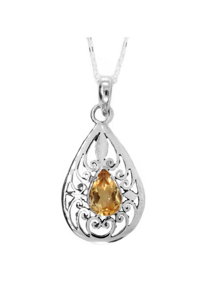 Citrine FIligree Pendant Sterling Silver