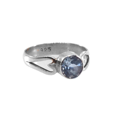Blue Topaz Heart Design Ring Handmade Sterling Silver