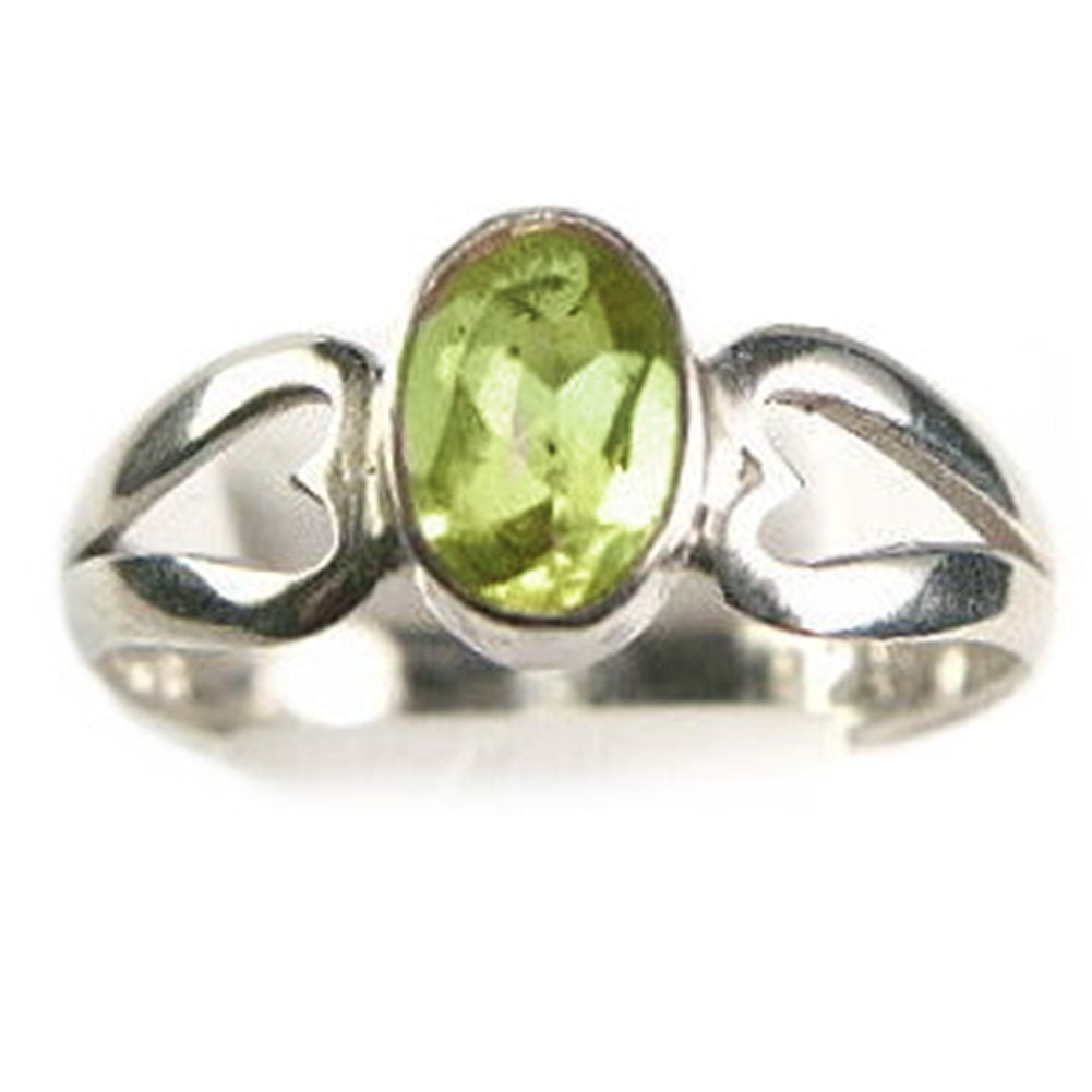 Peridot Sweetheart Ring .95 CTW Sterling Silver, size 7