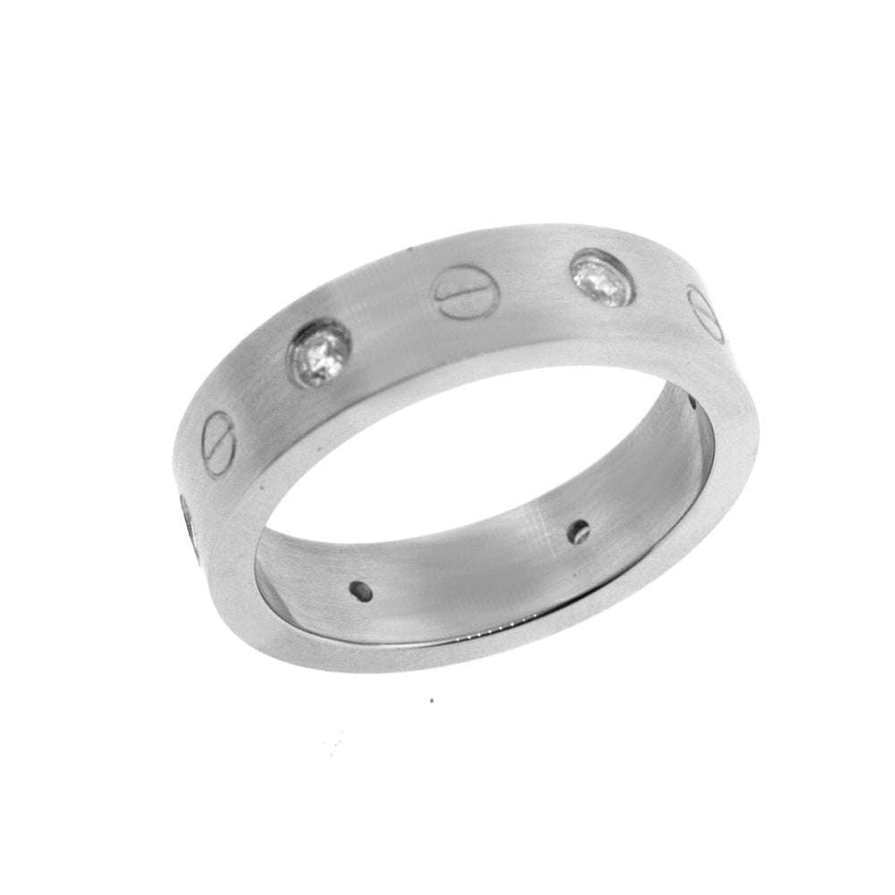 SilverPeace Stainless Steel 6mm Band Ring with CZ All Around Polished Comfort Fit 5