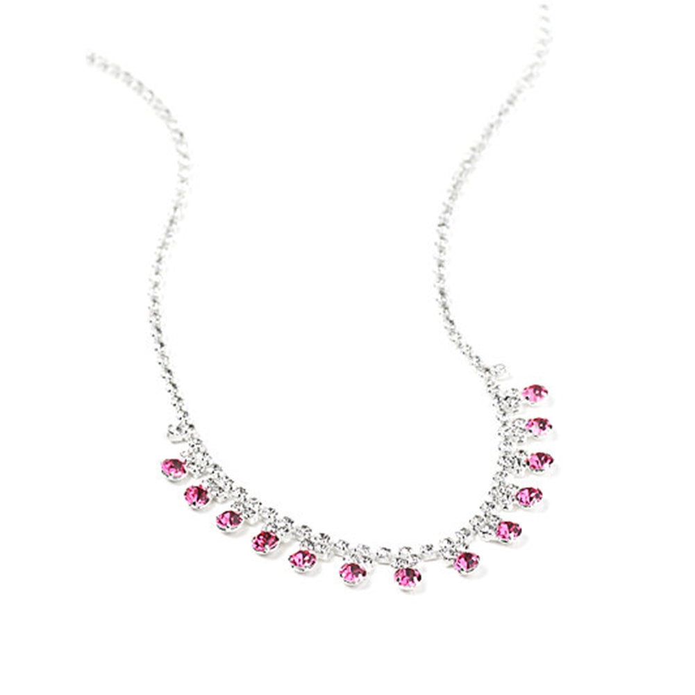 Sterling Silver Crystal Rose Dangle Necklace Adjustable Length