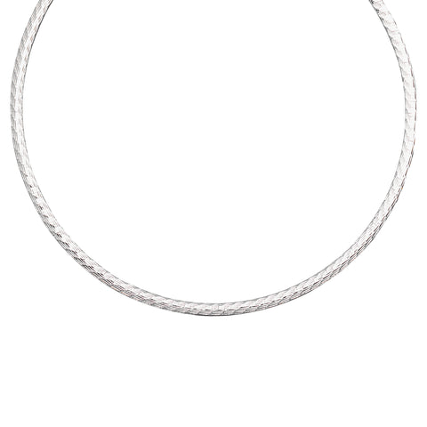 Omega Necklace with Reversible Two-Finish Rhodium on Sterling Silver-Nontarnish