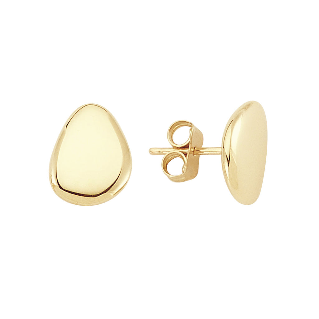 14k Yellow Gold Free Form Shape Stud Earrings