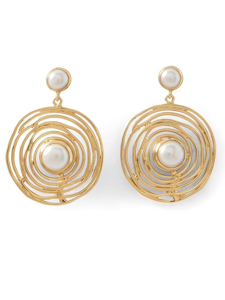 Gold-plated Birds Nest Spellbound Earrings with Cultured Freshwater Pearls