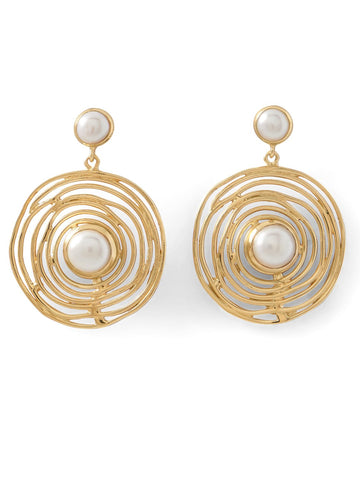 Gold-plated Birds Nest Spellbound Earrings with Cultured Freshwater Pearls