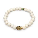 Wildfire Fashion Buddha Charm Stretch Bracelet White Wood Beads