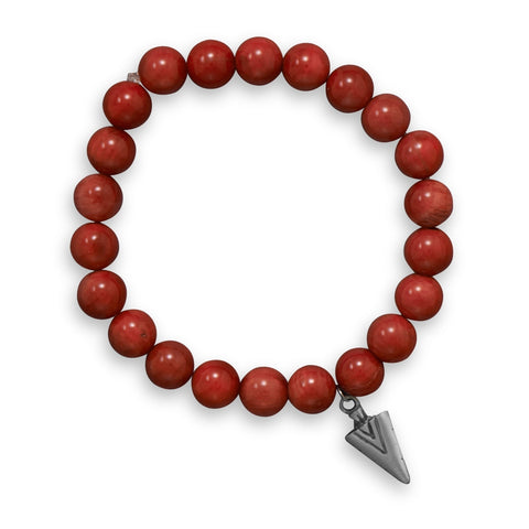 Wildfire Fashion Red Bead Stretch Bracelet with Arrowhead Charm