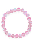 Pink Iridescent Colorful 8.5mm Round Bead Stretch Bracelet