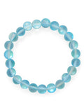 Blue Iridescent Colorful 8.5mm Round Bead Stretch Bracelet