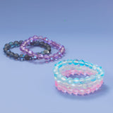 Blue Iridescent Colorful 8.5mm Round Bead Stretch Bracelet