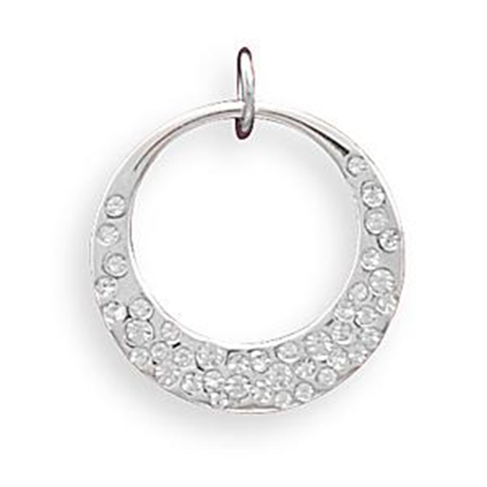 Wildfire Fashion Open Circle Pendant Accented with Crystals - Silver Plate