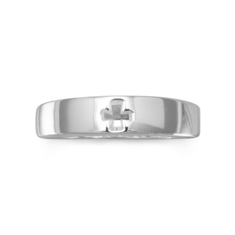Cut Out Cross Ring  Silver Plate
