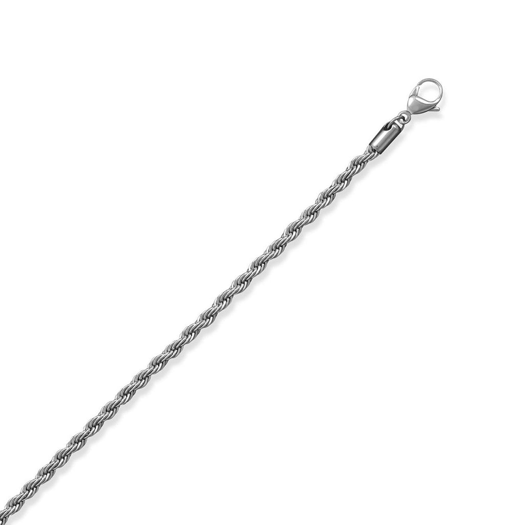 Rope Chain Necklace 316L Surgical Stainless Steel - 4mm Width