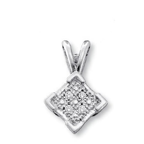 Small Genuine Diamond Micro Pave Pendant Rhodium on Sterling Silver