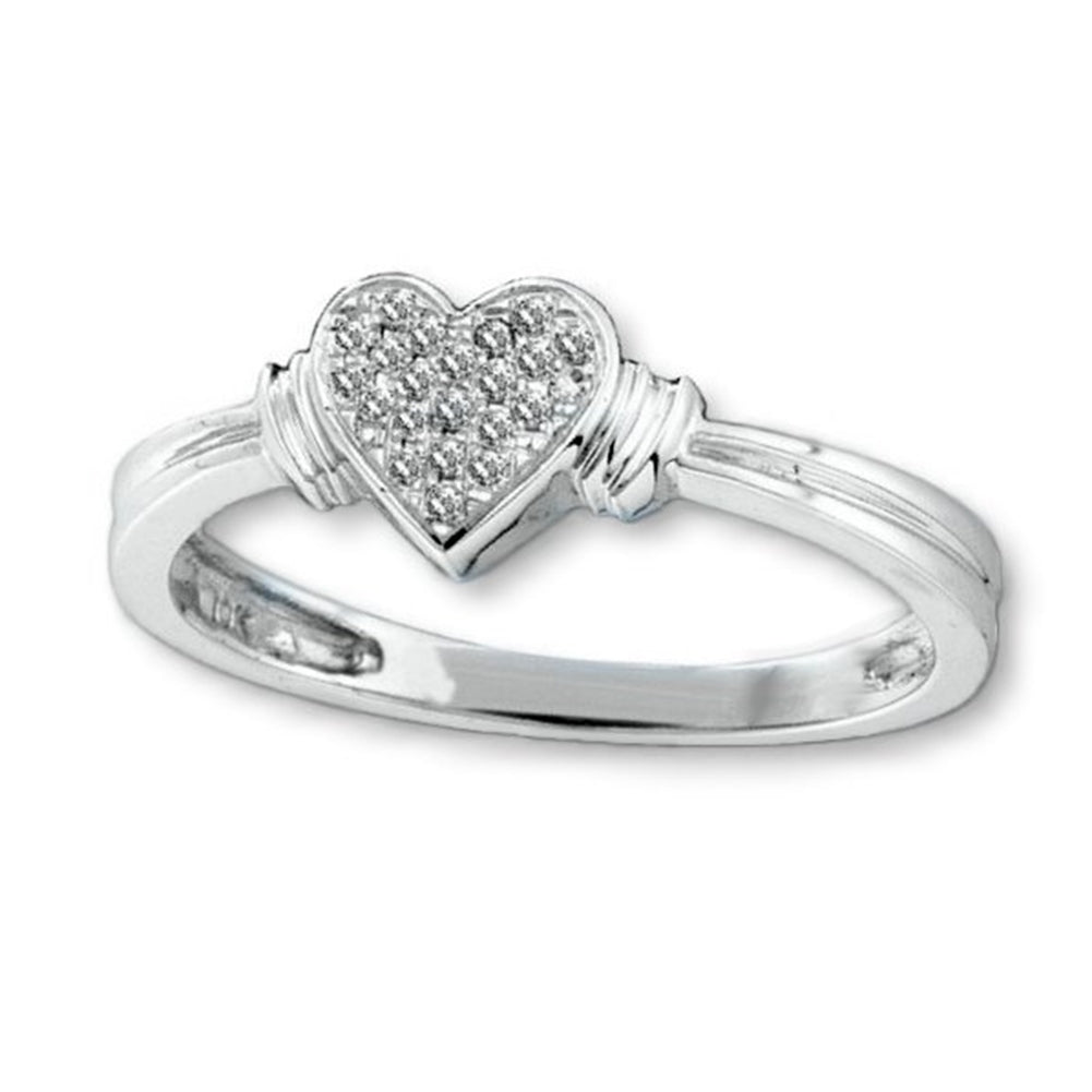 Genuine Diamond Heart Ring Rhodium on Sterling Silver - Nontarnish