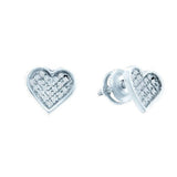 Diamond Heart Stud Earrings 1/10 ctw Nontarnish Sterling Silver