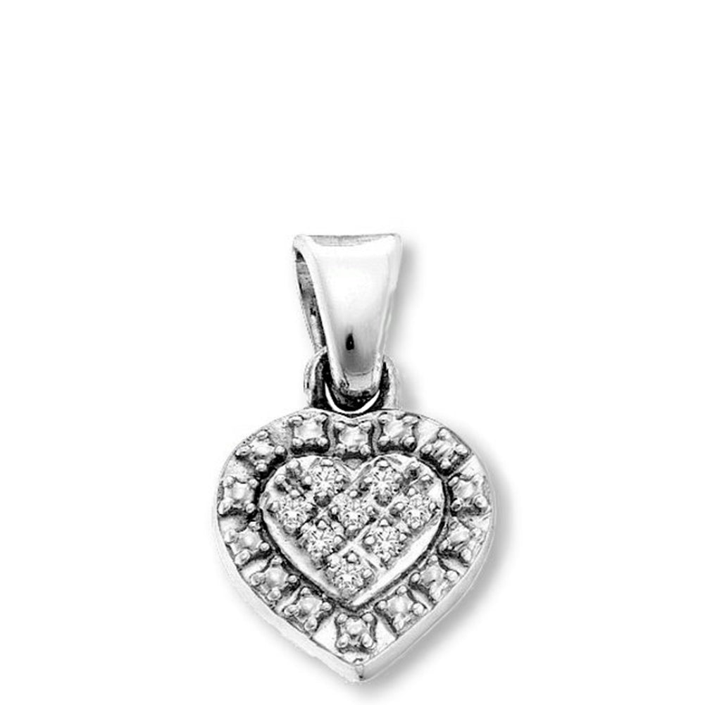 Genuine Diamond Heart Pendant Rhodium on Sterling Silver Total of 22 Diamonds