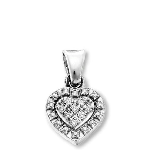 Genuine Diamond Heart Pendant Rhodium on Sterling Silver Total of 22 Diamonds