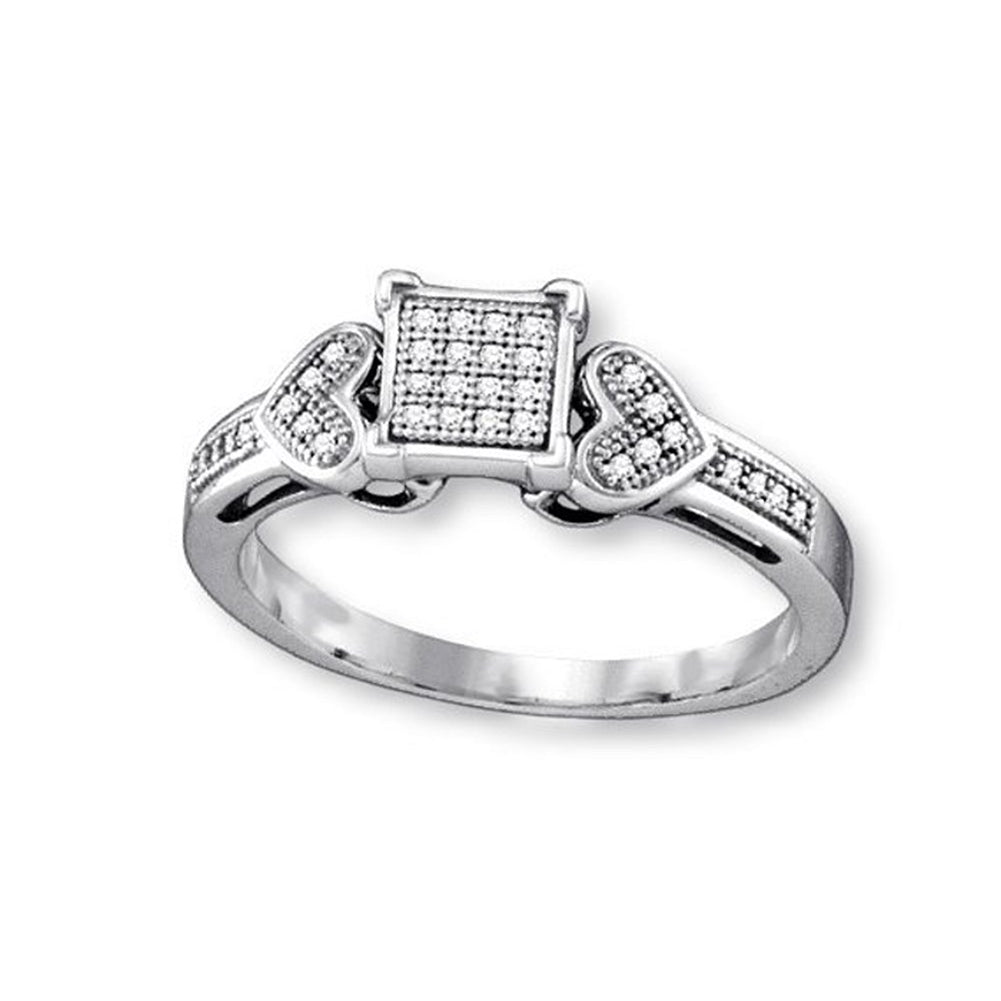 Genuine Diamond Ring with Flower Design Rhodium on Sterling Silver Genuine Diamond Ring with Flower Design Rhodium on Sterling Silver