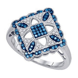 Blue and White Diamond Ring Quilt Pattern 10k White Gold 1/4 CTW