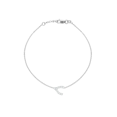Mini Wishbone Bracelet Rhodium on Sterling Silver Cubic Zirconia East2West